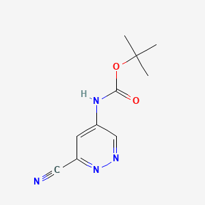 molecular formula C10H12N4O2 B8266419 Tert-butyl 6-cyanopyridazin-4-ylcarbamate 