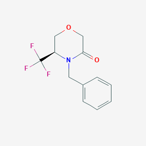 molecular formula C12H12F3NO2 B8266424 (R)-4-Benzyl-5-(trifluoromethyl)morpholin-3-one 