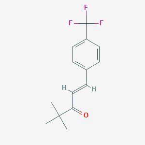molecular formula C14H15F3O B8266438 (E)-4,4-dimethyl-1-[4-(trifluoromethyl)phenyl]pent-1-en-3-one 