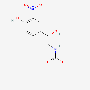 molecular formula C13H18N2O6 B8266446 Tert-butyl N-[(2S)-2-hydroxy-2-(4-hydroxy-3-nitrophenyl)ethyl]carbamate 