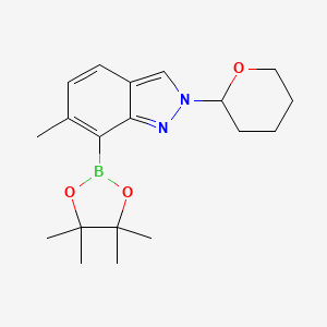 molecular formula C19H27BN2O3 B8266465 6-Methyl-2-(tetrahydro-2H-pyran-2-YL)-7-(4,4,5,5-tetramethyl-1,3,2-dioxaborolan-2-YL)-2H-indazole 
