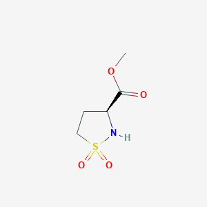 molecular formula C5H9NO4S B8266561 3-Isothiazolidinecarboxylic acid, methyl ester, 1,1-dioxide, (S)- CAS No. 147878-92-0