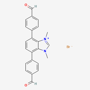 molecular formula C23H19BrN2O2 B8266767 4,7-Bis(4-formylphenyl)-1,3-dimethyl-1H-benzo[d]imidazol-3-ium bromide 