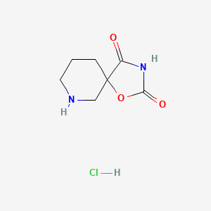 molecular formula C7H11ClN2O3 B8266845 1-Oxa-3,9-diazaspiro[4.5]decane-2,4-dione;hydrochloride 