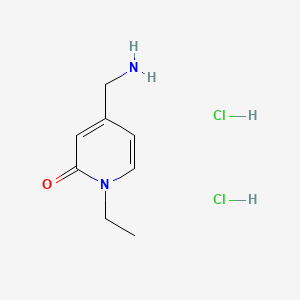 molecular formula C8H14Cl2N2O B8266864 4-(Aminomethyl)-1-ethylpyridin-2-one;dihydrochloride 