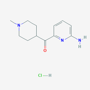 molecular formula C12H18ClN3O B8266933 Methanone, (6-amino-2-pyridinyl)(1-methyl-4-piperidinyl)-, hydrochloride (1:2) 