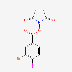 molecular formula C11H7BrINO4 B8266945 2,5-Dioxopyrrolidin-1-yl 3-bromo-4-iodobenzoate 