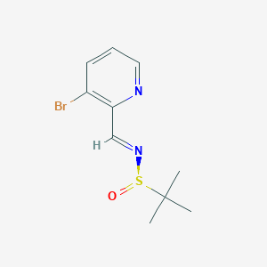 molecular formula C10H13BrN2OS B8266963 (NE,R)-N-[(3-bromopyridin-2-yl)methylidene]-2-methylpropane-2-sulfinamide 