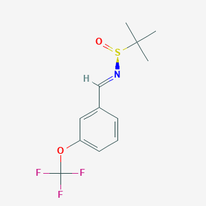 molecular formula C12H14F3NO2S B8266964 (NE,S)-2-methyl-N-[[3-(trifluoromethoxy)phenyl]methylidene]propane-2-sulfinamide 