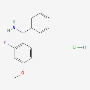 molecular formula C14H15ClFNO B8267199 (2-Fluoro-4-methoxyphenyl)(phenyl)methanamine hydrochloride 
