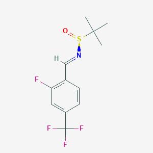molecular formula C12H13F4NOS B8267210 (NE,S)-N-[[2-fluoro-4-(trifluoromethyl)phenyl]methylidene]-2-methylpropane-2-sulfinamide 