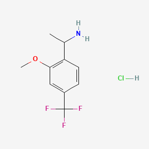 molecular formula C10H13ClF3NO B8267226 1-(2-Methoxy-4-(trifluoromethyl)phenyl)ethanamine hydrochloride 