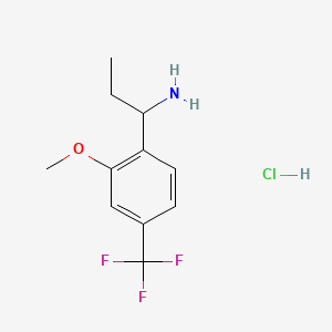 molecular formula C11H15ClF3NO B8267234 1-(2-Methoxy-4-(trifluoromethyl)phenyl)propan-1-amine hydrochloride 