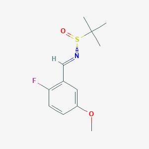 molecular formula C12H16FNO2S B8267298 (NE,R)-N-[(2-fluoro-5-methoxyphenyl)methylidene]-2-methylpropane-2-sulfinamide 