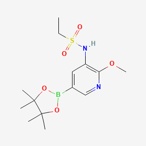 molecular formula C14H23BN2O5S B8267366 N-(2-甲氧基-5-(4,4,5,5-四甲基-1,3,2-二氧杂硼环-2-基)吡啶-3-基)乙磺酰胺 