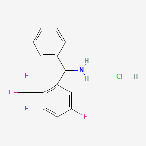 molecular formula C14H12ClF4N B8267430 (5-Fluoro-2-(trifluoromethyl)phenyl)(phenyl)methanamine hydrochloride 