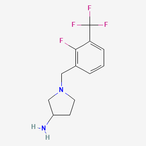 molecular formula C12H14F4N2 B8267819 1-(2-Fluoro-3-(trifluoromethyl)benzyl)pyrrolidin-3-amine 