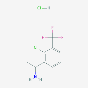molecular formula C9H10Cl2F3N B8267884 1-(2-Chloro-3-(trifluoromethyl)phenyl)ethanamine hydrochloride 