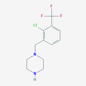molecular formula C12H14ClF3N2 B8267889 1-[[2-Chloro-3-(trifluoromethyl)phenyl]methyl]piperazine 