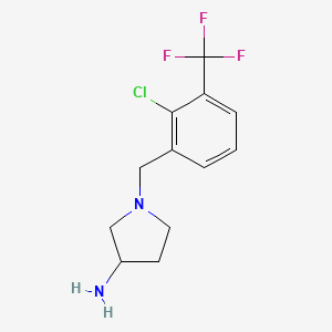 molecular formula C12H14ClF3N2 B8267921 1-(2-Chloro-3-(trifluoromethyl)benzyl)pyrrolidin-3-amine 