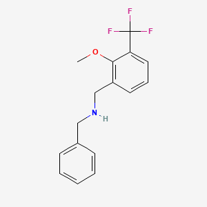 molecular formula C16H16F3NO B8267935 N-Benzyl-1-(2-methoxy-3-(trifluoromethyl)phenyl)methanamine 