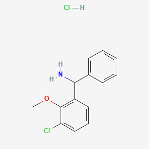 molecular formula C14H15Cl2NO B8267962 (3-Chloro-2-methoxyphenyl)(phenyl)methanamine hydrochloride 