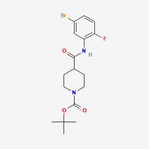 molecular formula C17H22BrFN2O3 B8268122 tert-Butyl 4-((5-bromo-2-fluorophenyl)carbamoyl)piperidine-1-carboxylate 