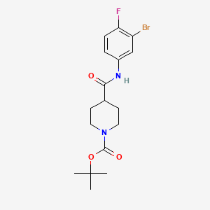 molecular formula C17H22BrFN2O3 B8268124 tert-Butyl 4-((3-bromo-4-fluorophenyl)carbamoyl)piperidine-1-carboxylate 