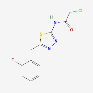 molecular formula C11H9ClFN3OS B8268148 2-chloro-N-{5-[(2-fluorophenyl)methyl]-1,3,4-thiadiazol-2-yl}acetamide 