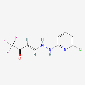 molecular formula C9H7ClF3N3O B8268163 (3E)-4-[2-(6-chloropyridin-2-yl)hydrazin-1-yl]-1,1,1-trifluorobut-3-en-2-one 