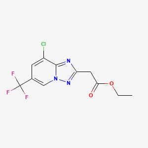 molecular formula C11H9ClF3N3O2 B8268205 Ethyl 2-[8-chloro-6-(trifluoromethyl)-[1,2,4]triazolo[1,5-a]pyridin-2-yl]acetate 
