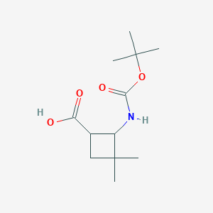 molecular formula C12H21NO4 B8268228 2-[(tert-butoxycarbonyl)amino]-3,3-dimethylcyclobutane-1-carboxylic acid 