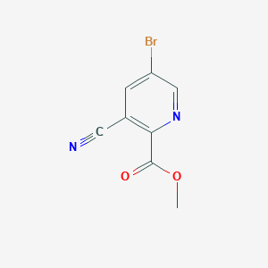 molecular formula C8H5BrN2O2 B8268284 Methyl 5-bromo-3-cyanopicolinate 