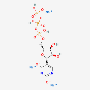 molecular formula C9H12N2Na3O15P3 B8268312 trisodium;[[[(2R,3S,4R,5S)-5-(2,4-dioxidopyrimidin-5-yl)-3,4-dihydroxyoxolan-2-yl]methoxy-hydroxyphosphoryl]oxy-hydroxyphosphoryl] hydrogen phosphate 