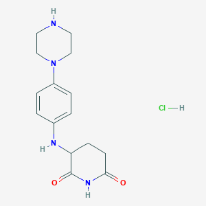 molecular formula C15H21ClN4O2 B8268365 3-((4-(Piperazin-1-yl)phenyl)amino)piperidine-2,6-dione hydrochloride 