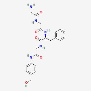 molecular formula C22H27N5O5 B8268466 (S)-2-(2-(2-Aminoacetamido)acetamido)-N-(2-((4-(hydroxymethyl)phenyl)amino)-2-oxoethyl)-3-phenylpropanamide 