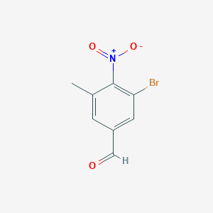 molecular formula C8H6BrNO3 B8268602 3-Bromo-5-methyl-4-nitrobenzaldehyde 