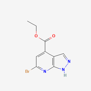 molecular formula C9H8BrN3O2 B8268709 6-溴-1H-吡唑并[3,4-b]吡啶-4-羧酸乙酯 