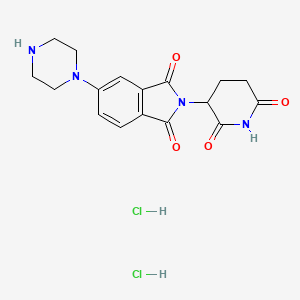 molecular formula C17H20Cl2N4O4 B8268890 2-(2,6-dioxopiperidin-3-yl)-5-(piperazin-1-yl)-2,3-dihydro-1H-isoindole-1,3-dione dihydrochloride 