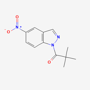 molecular formula C12H13N3O3 B8268940 2,2-Dimethyl-1-(5-nitro-1H-indazol-1-yl)propan-1-one 