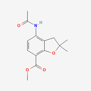 molecular formula C14H17NO4 B8268978 Methyl 4-(acetylamino)-2,3-dihydro-2,2-dimethyl-7-benzofurancarboxylate 
