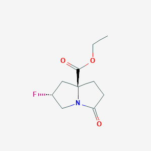 molecular formula C10H14FNO3 B8269015 Ethyl (2R,8S)-2-fluoro-5-oxo-2,3,6,7-tetrahydro-1H-pyrrolizine-8-carboxylate 