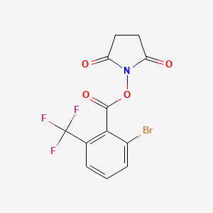 molecular formula C12H7BrF3NO4 B8269109 2,5-Dioxopyrrolidin-1-yl 2-bromo-6-(trifluoromethyl)benzoate 