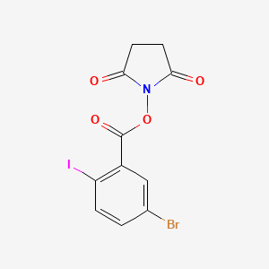 molecular formula C11H7BrINO4 B8269130 2,5-Dioxopyrrolidin-1-yl 5-bromo-2-iodobenzoate 