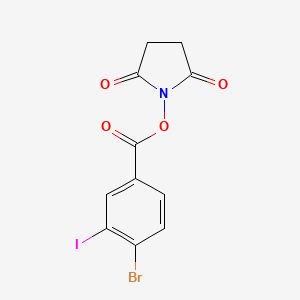 molecular formula C11H7BrINO4 B8269151 2,5-Dioxopyrrolidin-1-yl 4-bromo-3-iodobenzoate 