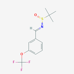 molecular formula C12H14F3NO2S B8269158 (NE,R)-2-methyl-N-[[3-(trifluoromethoxy)phenyl]methylidene]propane-2-sulfinamide 