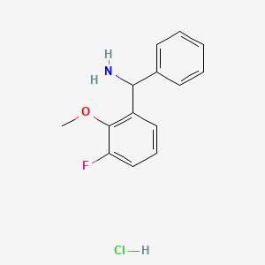 molecular formula C14H15ClFNO B8269192 (3-Fluoro-2-methoxyphenyl)(phenyl)methanamine hydrochloride 