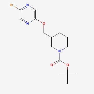 molecular formula C15H22BrN3O3 B8269246 tert-Butyl 3-(((5-bromopyrazin-2-yl)oxy)methyl)piperidine-1-carboxylate 