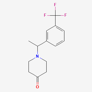 molecular formula C14H16F3NO B8269332 1-(1-(3-Trifluoromethyl)phenyl)ethyl)piperidin-4-one 