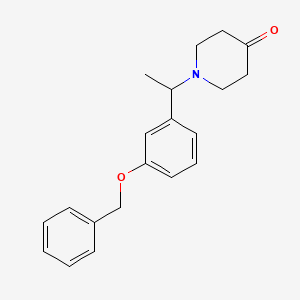 molecular formula C20H23NO2 B8269343 1-(1-(3-(Benzyloxy)phenyl)ethyl)piperidin-4-one 
